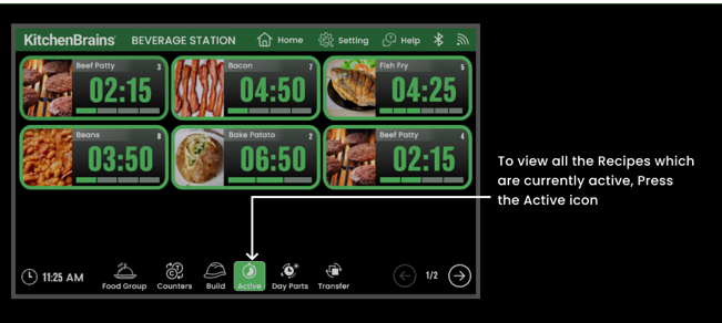 TT-700 Active Timers Screen