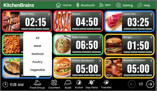 TT-700 Food Group Selection Screen