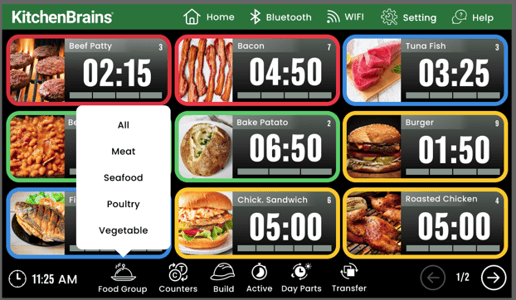 TT-700 Food Group Selection Screen TT-700 Food Group Selection Screen