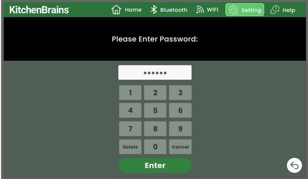 TT-700 Manager Password Screen