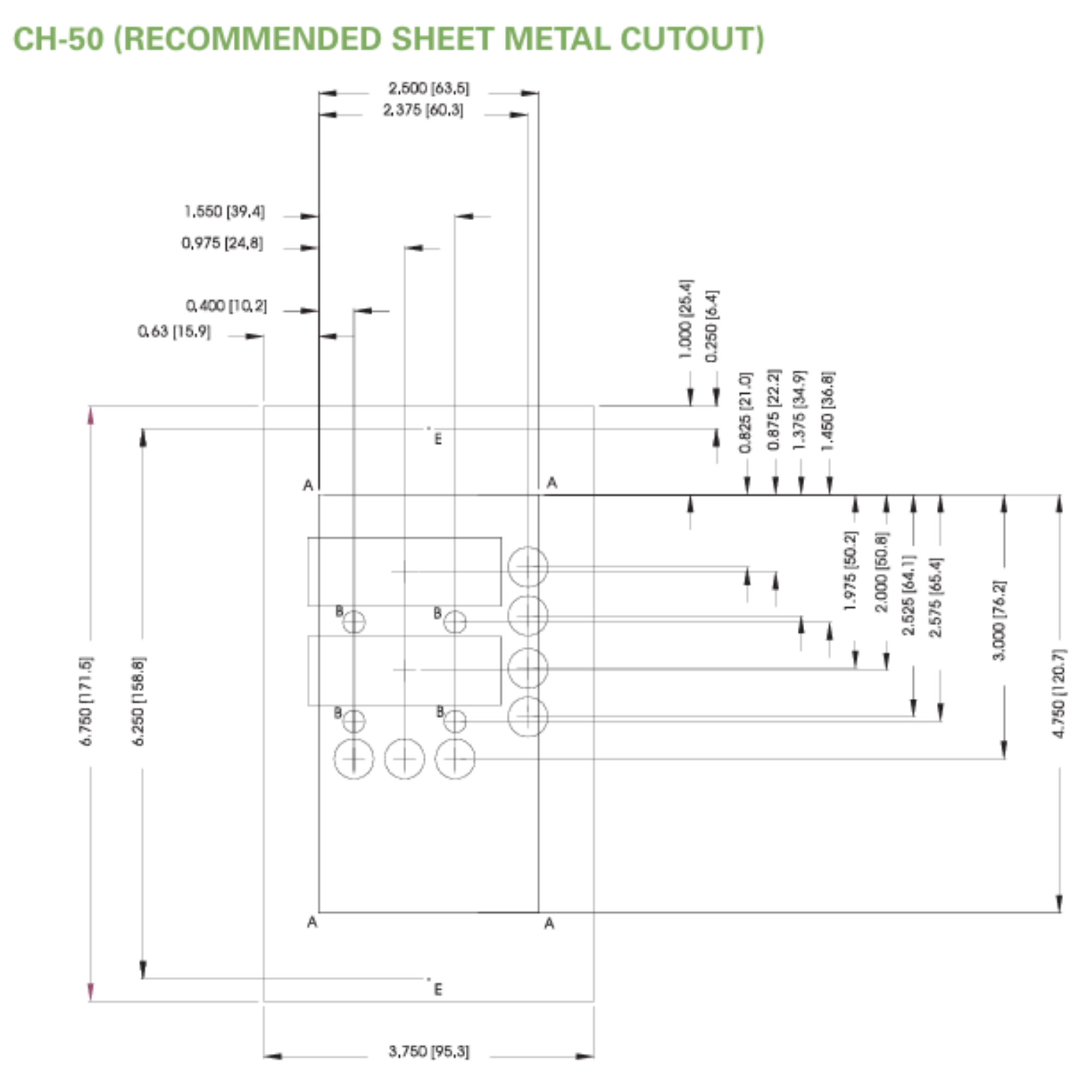CH50 Recommended Sheet Metal CutOut